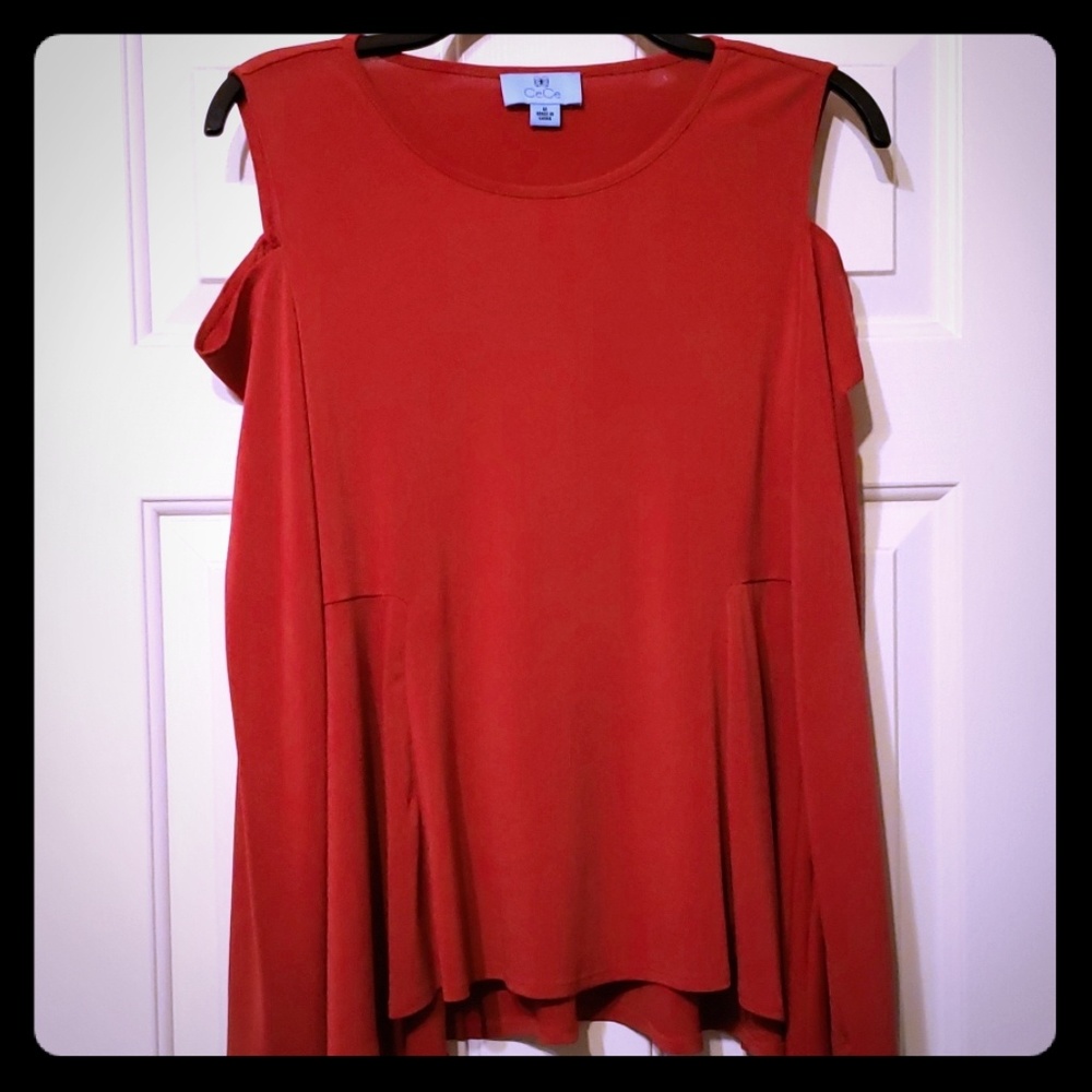 Red Women's cut out long sleeve shirt